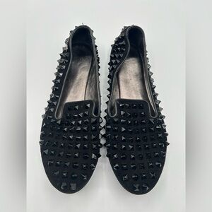 Philipp Plein Studded Loafers Shoes Black Suede Women's 39, 8.5